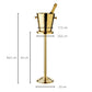The gold-colored EDZARD Capri Ice Bucket with Stand features labeled dimensions: height 84.5 cm, stand 63 cm, bucket 17.5 cm, diameter 20.5 cm, and base 23 cm.