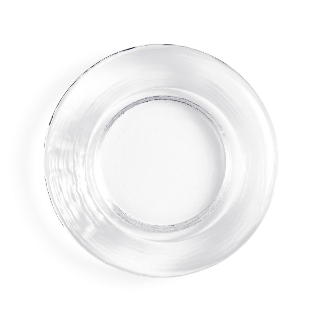 The Simon Pearce Hanover Glass Wine Coaster, photographed from above on a white background, offers crystal clear elegance and is perfect for protecting your table.