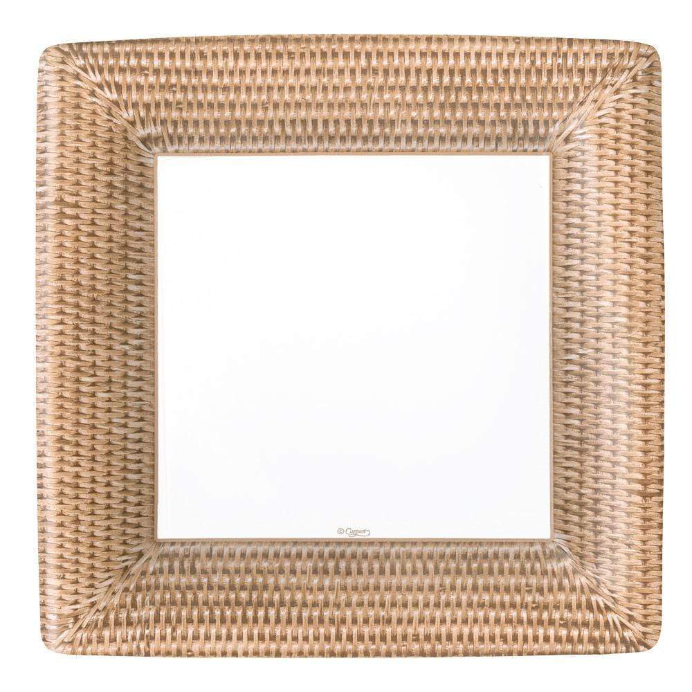 Square Rattan Collection picture frame by Caspari features a wide, woven rattan border and a blank white center, offering the same timeless charm as elegant paper dinnerware—perfect for accenting your décor.