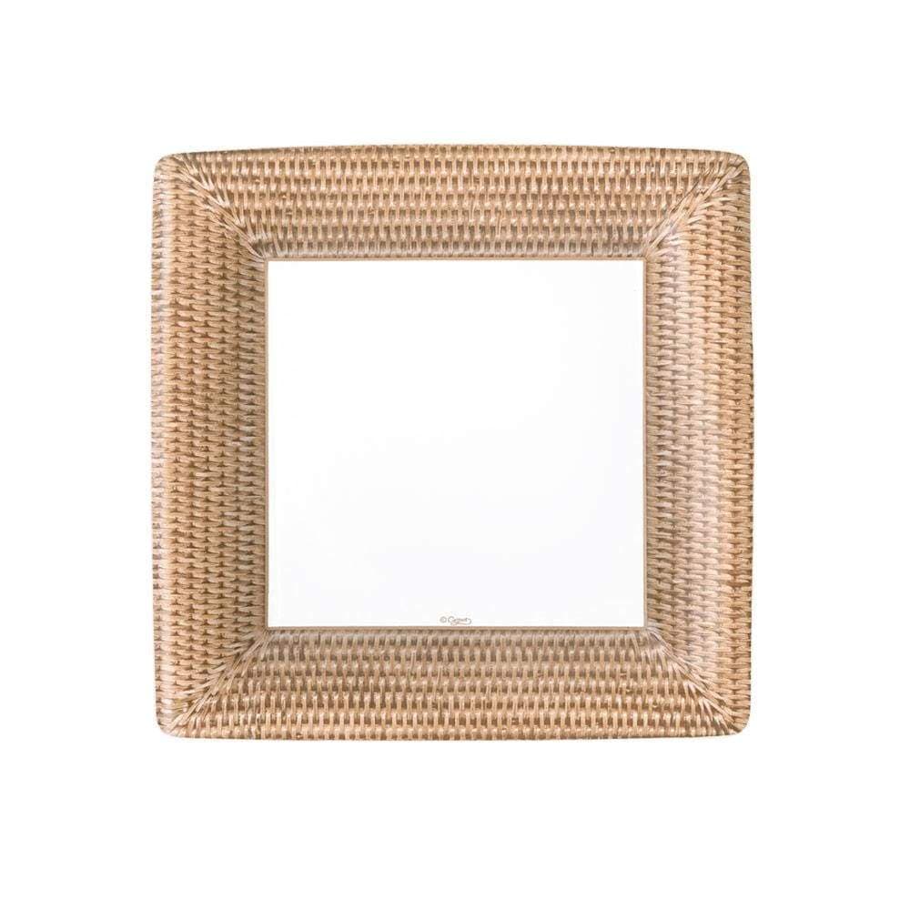 Square Rattan Collection picture frame by Caspari, featuring a finely woven rattan texture and open center, displayed against a plain white background—perfect for adding a touch of sophistication to your decor, just as Caspari’s elegant paper dinnerware enhances any table setting.