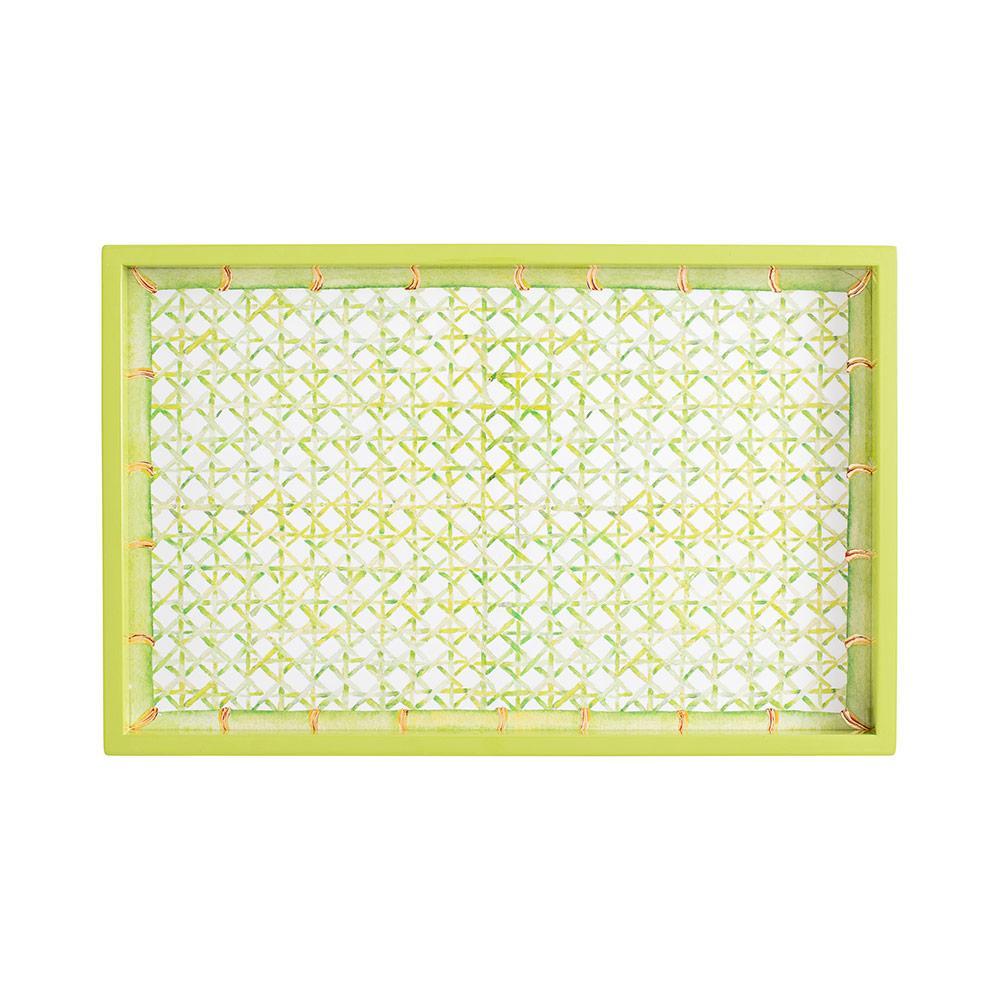 Caspari Trellis Lacquer Vanity Tray in Green - Thumbnail 2