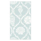 The Seychelles Aqua Collection by Caspari features a light blue rectangular rug with white sea-themed motifs—seahorse, starfish, sand dollar, scallop shell, and coral—ideal to pair with biodegradable napkins for a coastal vibe.