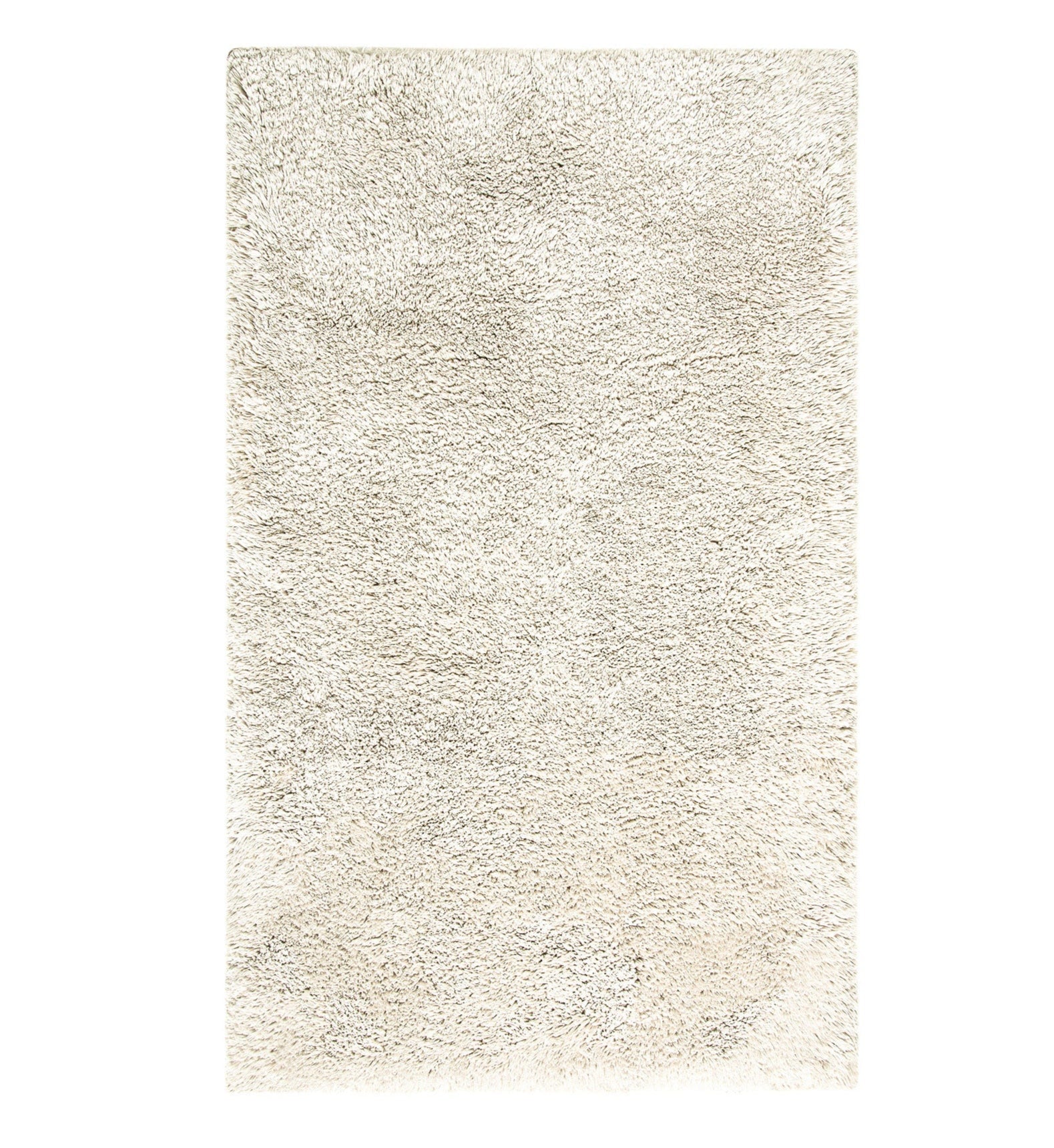 The Egoist Cloud Bath Rug Collection by Graccioza features a rectangular, light beige shaggy area rug with a soft, fluffy texture and memory foam comfort, shown from above against a white background.