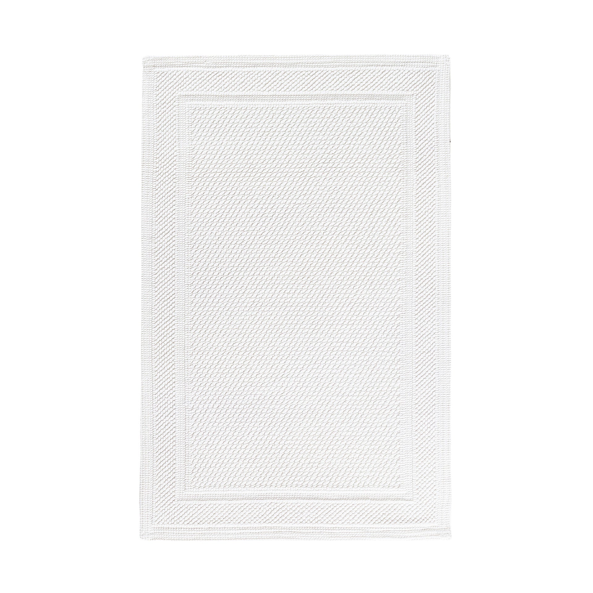 The Bee Waffle Bath Collection by GRACCIOZA features a rectangular white combed cotton bath mat with a subtle border and gentle textured finish, shown on a plain white background.