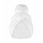 A Graciozza Egoist Spa Accessories Egyptian Cotton Giza hair towel, white, is twisted into a turban shape with a pointed top and curved bottom edge, shown on a plain white background.