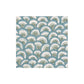 The Pontchartrain Scallop Collection by Caspari features eco-friendly, triple-ply napkins with a dense scalloped pattern of overlapping fan-shaped leaves in blue, green, and white.