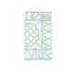 The Bamboo Screen Collection by Caspari features rectangular ceramic tiles with a raised bamboo-inspired pattern in light blue and yellow on white, ideal to pair with biodegradable paper linen napkins for eco-friendly decor.