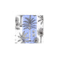 Southern Palms by Caspari is an eco-friendly, square napkin featuring black and white palm tree illustrations with a central vertical blue stripe.