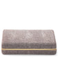 The Aerin Chocolate Shagreen Card Set features a rectangular, textured grey shagreen case with gold trim and brass edging, shown closed from the front on a white background.