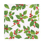 The Painted Holly White Collection napkin by Caspari features a white background with scattered green leaves and red berries, evoking festive holly—ideal for holiday table settings or stylish party supplies.