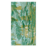 The Caspari Willows Green Napkin Collection features illustrations of hanging willow branches with green leaves over a blue and yellow water background, perfect for elevating your table with stylish paper products or party supplies.