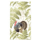 A turkey stands before green fern leaves on a white background, ideal for enhancing your Autumn table with the Caspari Turkey Among Ferns Partyware Collection.