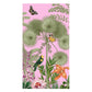 Illustration of tropical plants, a parrot, butterfly, and beetle on pink—ideal for Caspari’s Paradise Garden Napkin Collection or any vibrant tropical-themed setting.