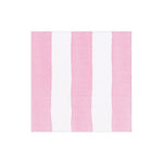 A square image with vertical pink and white stripes from the Cafe Stripe Collection by Caspari, inspired by eco-friendly napkins that bring color and sustainability to any occasion, shown on a plain white background.