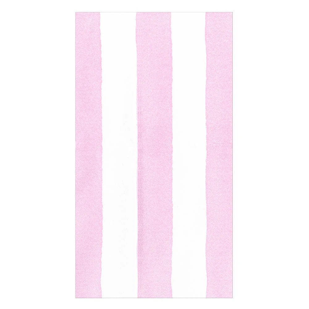 Vertical pink and white stripes from Caspari’s Cafe Stripe Collection create a stylish backdrop, ideal for eco-friendly napkins at your next event.