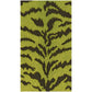 The Tigre Collection by Caspari features a rectangular green area rug with an abstract dark brown pattern, ideal for eco-friendly spaces.