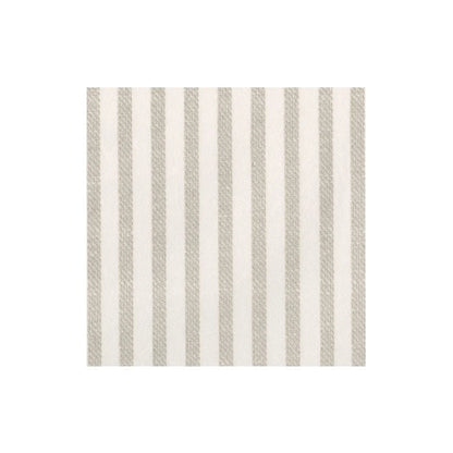 A square tile from Caspari’s Melograno Collection, featuring vertical gray and white stripes reminiscent of elegant paper linen napkins, set against a plain white background.