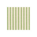 Square fabric swatch from the Caspari Melograno Collection, featuring evenly repeating vertical green and off-white stripes on a plain white background, evoking the fresh, clean look of premium paper linen napkins.