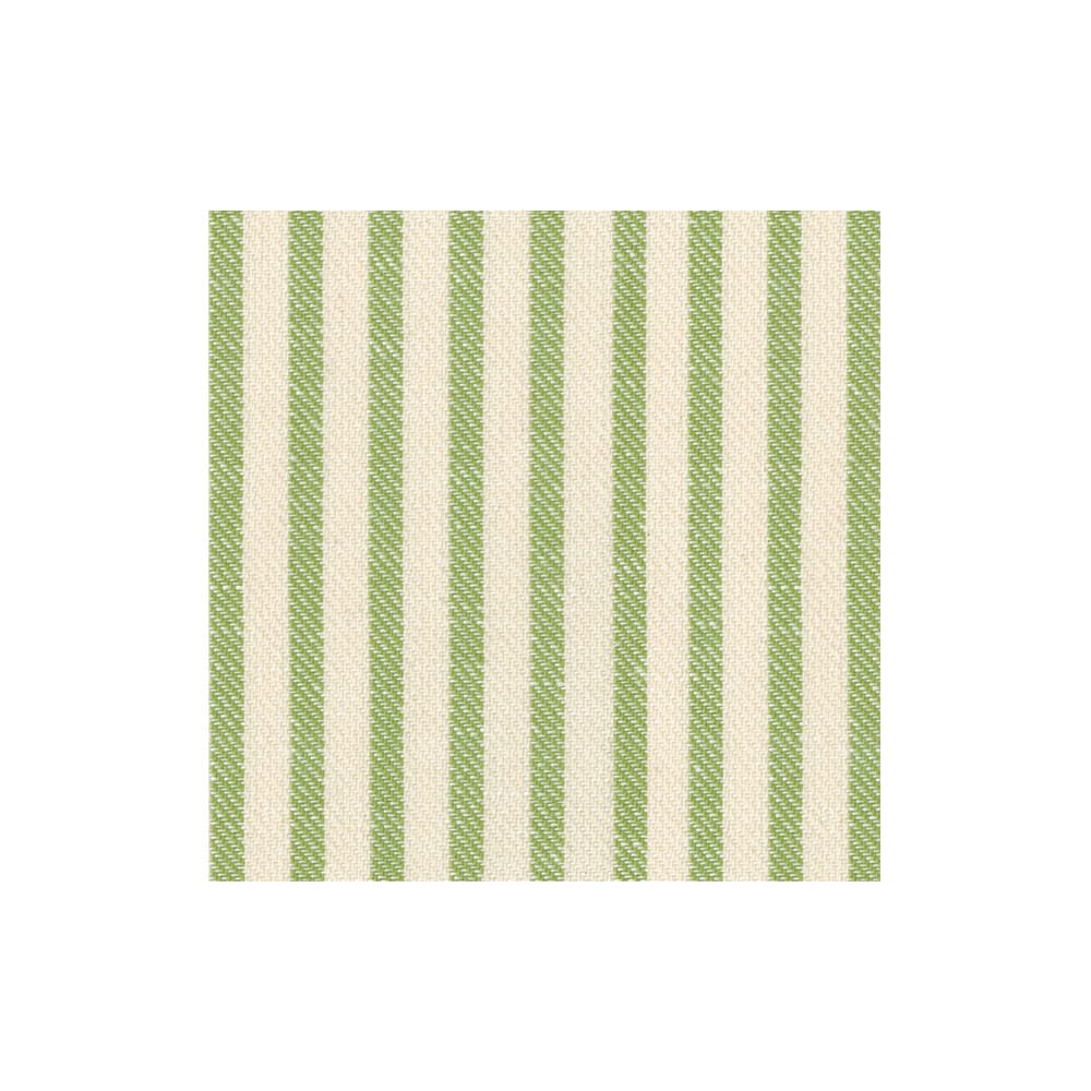 Square fabric swatch from the Caspari Melograno Collection, featuring evenly repeating vertical green and off-white stripes on a plain white background, evoking the fresh, clean look of premium paper linen napkins.