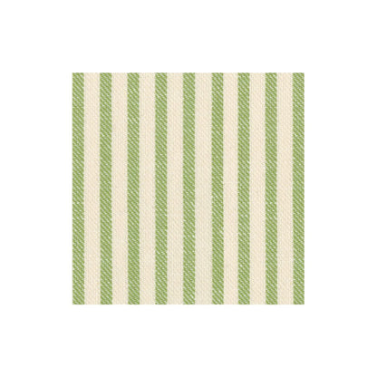 Square fabric swatch from the Caspari Melograno Collection, featuring evenly repeating vertical green and off-white stripes on a plain white background, evoking the fresh, clean look of premium paper linen napkins.