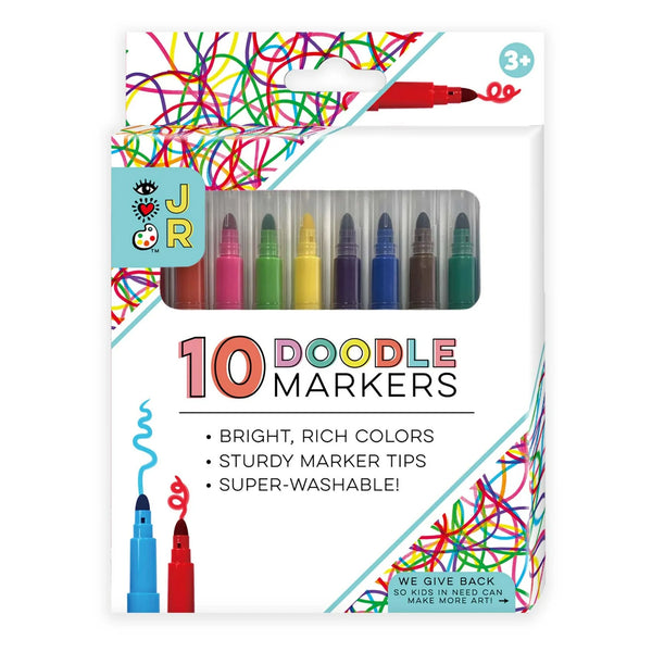 A colorful package of Bright Stripes Super Washable Doodle Markers for kids.