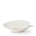 The Cream Shell Platter Collection by Aerin features a white earthenware dish in a scallop shell shape, ideal as a serving platter with timeless coastal style, shown on a plain white background.