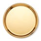A polished, gold Aerin Mariza Tray featuring a circular design with a raised rim.