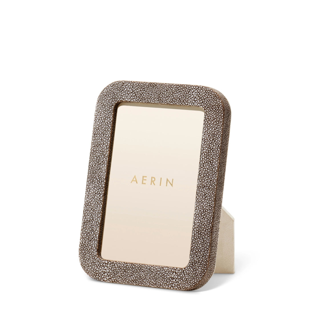 The Aerin Modern Shagreen Frame features a minimalist design with a gold border.