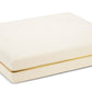 A white AERIN jewelry box with brass detailing.