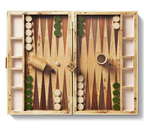 AERIN Croc Leather Backgammon Set