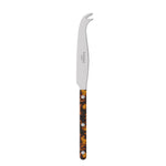 Introducing the Tortoise Small Cheese Knife by Sabre, featuring a stainless steel blade engraved with "SABRE PARIS" and a brown tortoiseshell-patterned handle secured by three rivets—perfect for serving cheese in style.