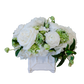 A Live Classic Floral Arrangement in a Chinoiserie Vase on a black background is a versatile choice for interior design. Brand name: Hive Floral Studio.