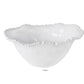 The Vida Alegria Melamine Bowl Collection by Beatriz Ball features a large white bowl with scalloped edge and beaded design, reminiscent of classic Alegria Bowls, shown here against a plain white background.