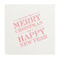 Send heartfelt holiday greetings with the Crane Foil Embossed Nutcracker Card Set, featuring a festive white card adorned with red text: "We wish you a Merry Christmas and a Happy New Year.