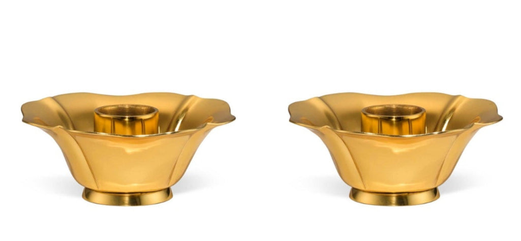 Olivia Brass Taper Candleholder Set - Thumbnail 3