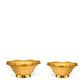 Two vintage brass Olivia Nesting Brass Bowl Set bowls with scalloped edges.