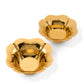 Two gold-toned Aerin Olivia Nesting Brass Bowl Set pieces in an Art Deco style with scalloped, petal-shaped edges.