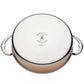 The Hestan CopperBond Copper Induction Sauteuse, 3.5qt, features two handles and engraved "Hestan CopperBond Made in Italy" branding on its bottom. Induction compatible and designed for copper innovation.