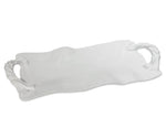 The Beatriz Ball Vida Sasha Serveware Collection features a rectangular white ceramic serving platter with twisted handles and a wavy edge—ideal for outdoor entertaining.