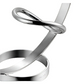 Two intertwined polished metal loops reflect light, embodying the sophisticated design of the Christofle Vertigo Wine Server—a silver-plated oenophile’s statement piece inspired by Andrée Putman. Pictured on a white background.