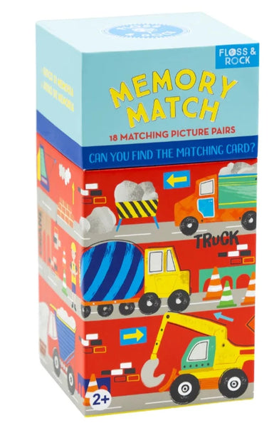 A box of Floss and Rock Construction Memory Match cards, perfect for enhancing cognitive skills through memory match games.