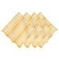 Four breezy linen napkins with white Cabana stripes from the Juliska Cabana Stripe Tabletop Collection are displayed in a row.