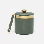 The Langston Bar Collection ice bucket by Blue Pheasant features a cylindrical green design with a textured surface, gold-colored lid, and matching handle—an elegant bar essential—shown against a plain white background.
