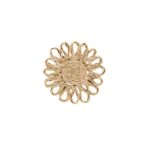 The Teigan Natural Floral Coaster Set by Blue Pheasant features round, beige rattan coasters with looped, flower-like edges, resembling handcrafted abaca pieces and shown against a white background.