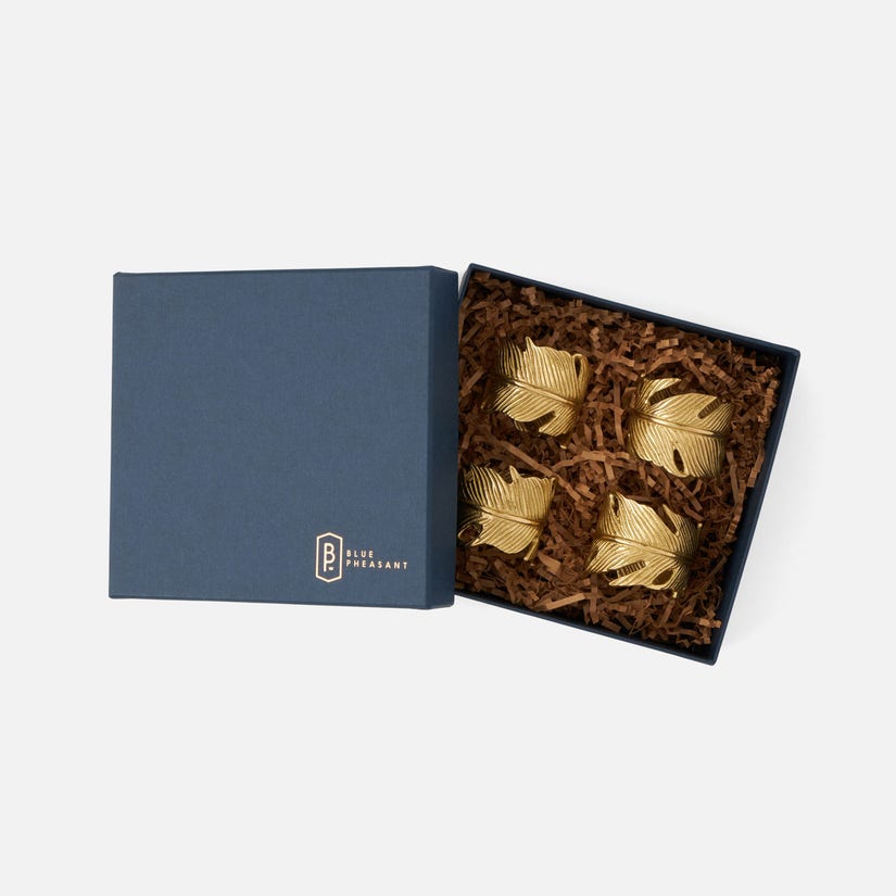 Neela Gold Brass Napkin Rings Set - Thumbnail 2