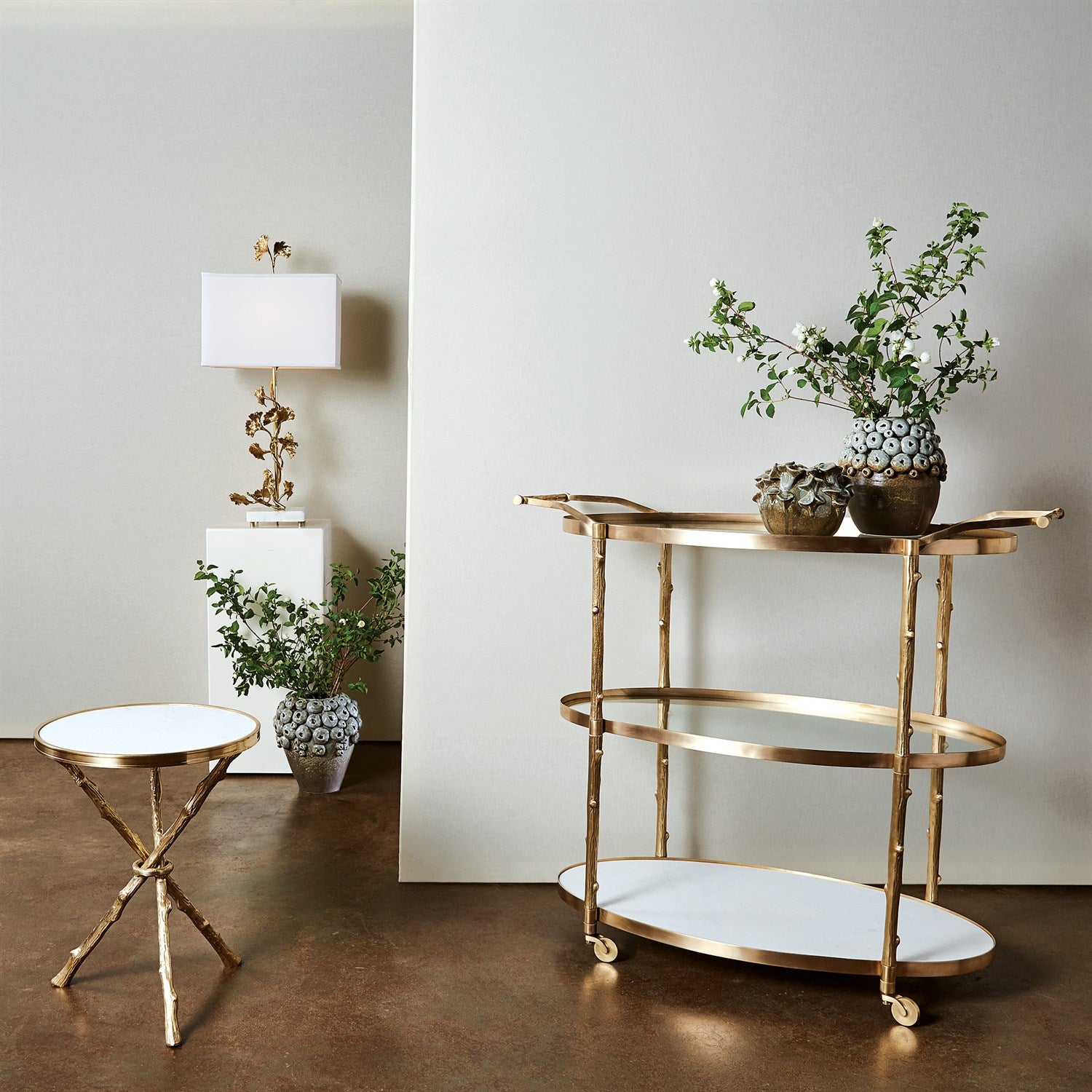 Arbor Brass Bar Cart - Thumbnail 3