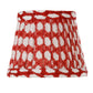 The Zafferano x Fermoie Poldina Lampshade Collection by Zafferano America features a handmade mini lampshade with a red and white polka dot pleated design on a plain white background.