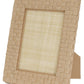 A standing Pigeon & Poodle Genova Frame Collection with a beige linen backing, featuring a crisscross pattern, displayed against a white background.