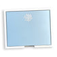 The Black Ink Large Blue Note Pad Collection features a Bristol Vellum Blue card with a white embossed coral design, neatly packaged in a white rectangular box—ideal for notes or creative projects, available in 175 sheets or as a unique foil leaf pad.