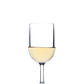 A Revel Acrylic Drinkware Collection wine glass by Bold, filled halfway with white wine against a plain backdrop, highlights elegant and durable construction.
